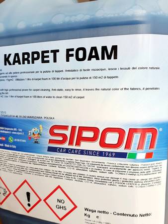 Karpet Foam Sipom 25 kg, do prania dywanów w maszynach pralniczych, do szorowarek, silnie pieniący, Dozowanie 1:100